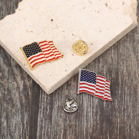 2 Piece Drip Oil US Flag Brooch - Trendy AF