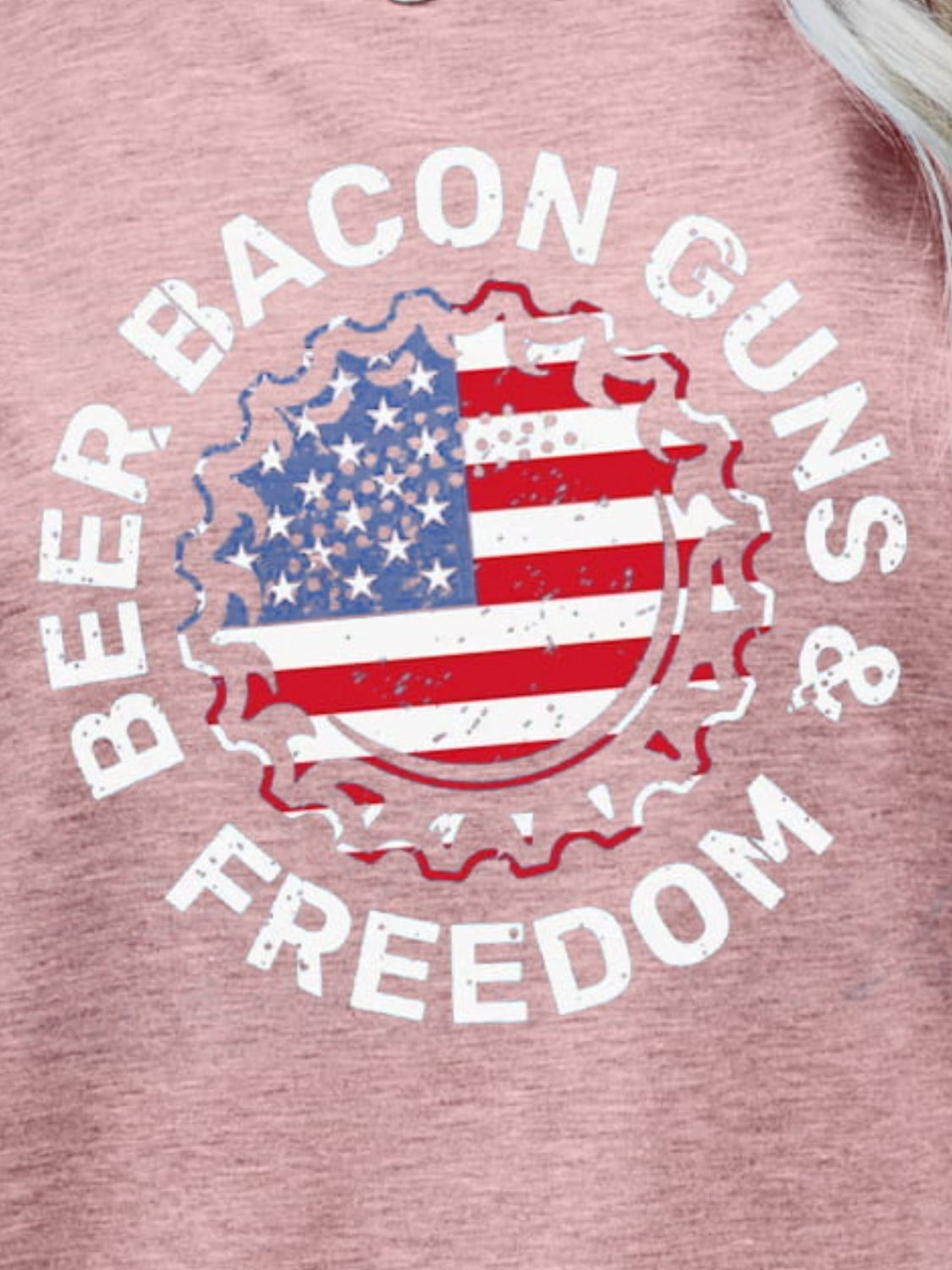 BEER BACON GUNS & FREEDOM US Flag Graphic Tee - Trendy AF