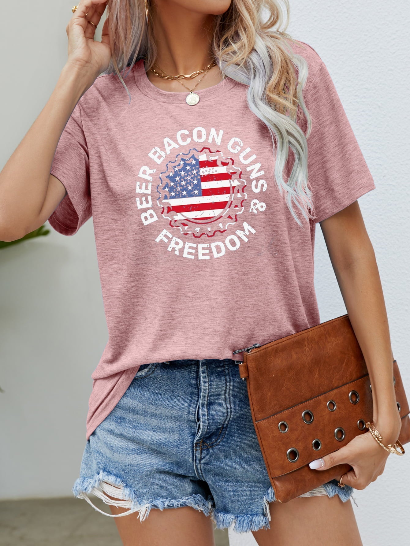 BEER BACON GUNS & FREEDOM US Flag Graphic Tee - Trendy AF