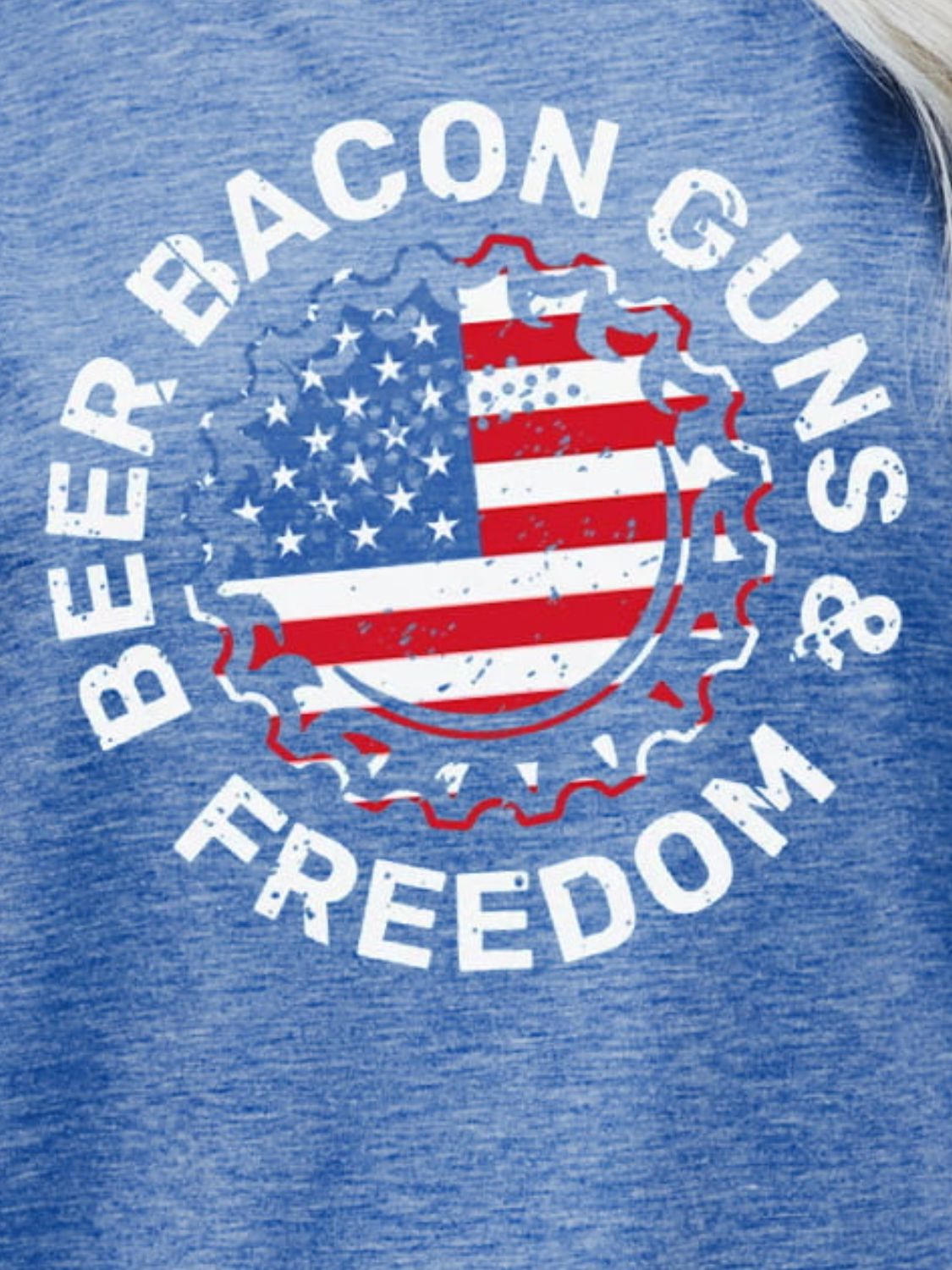 BEER BACON GUNS & FREEDOM US Flag Graphic Tee - Trendy AF