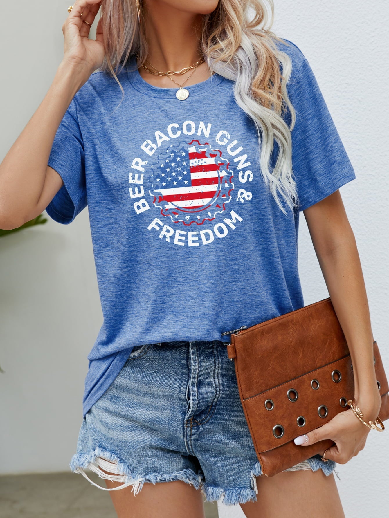 BEER BACON GUNS & FREEDOM US Flag Graphic Tee - Trendy AF