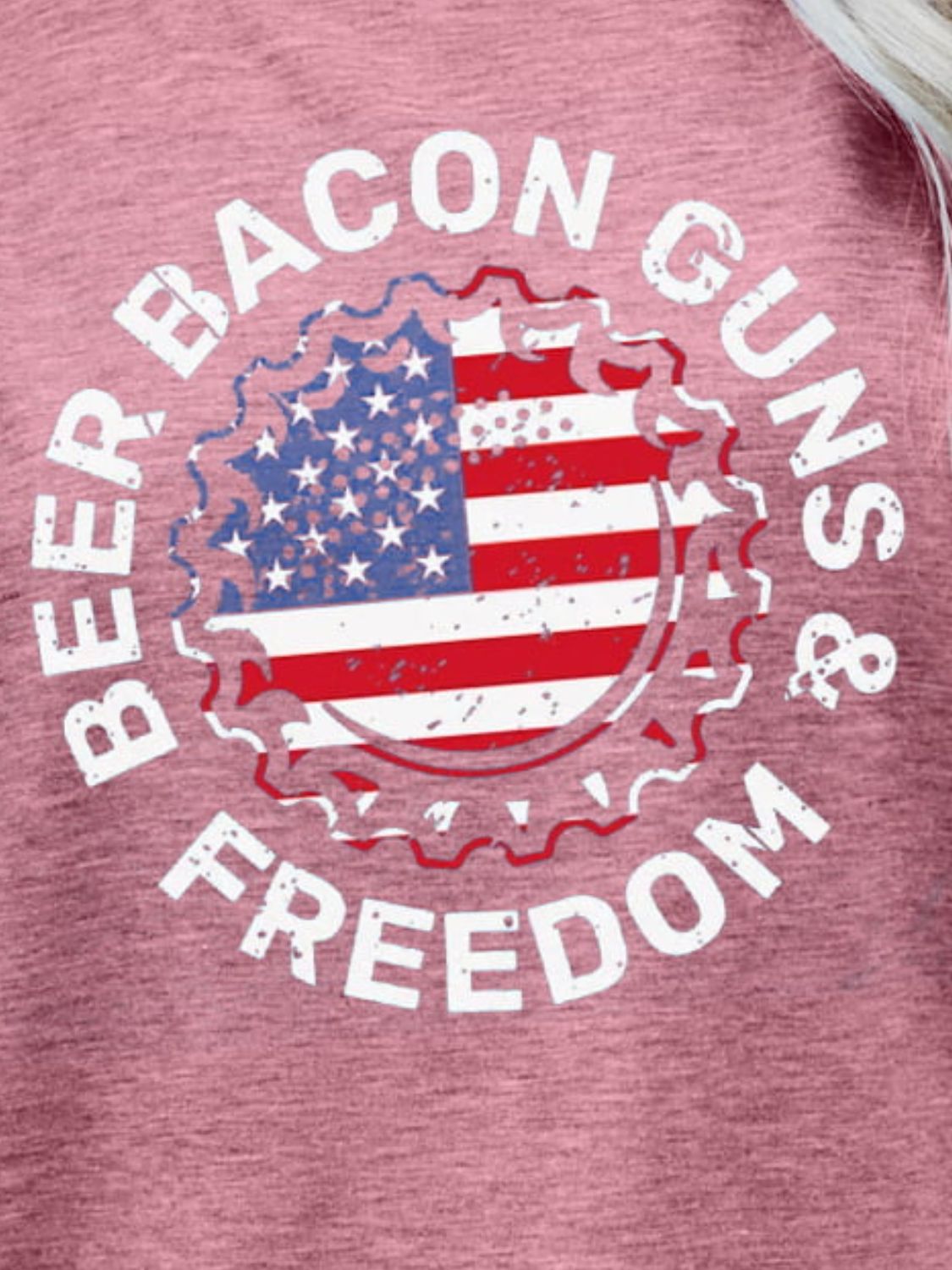 BEER BACON GUNS & FREEDOM US Flag Graphic Tee - Trendy AF