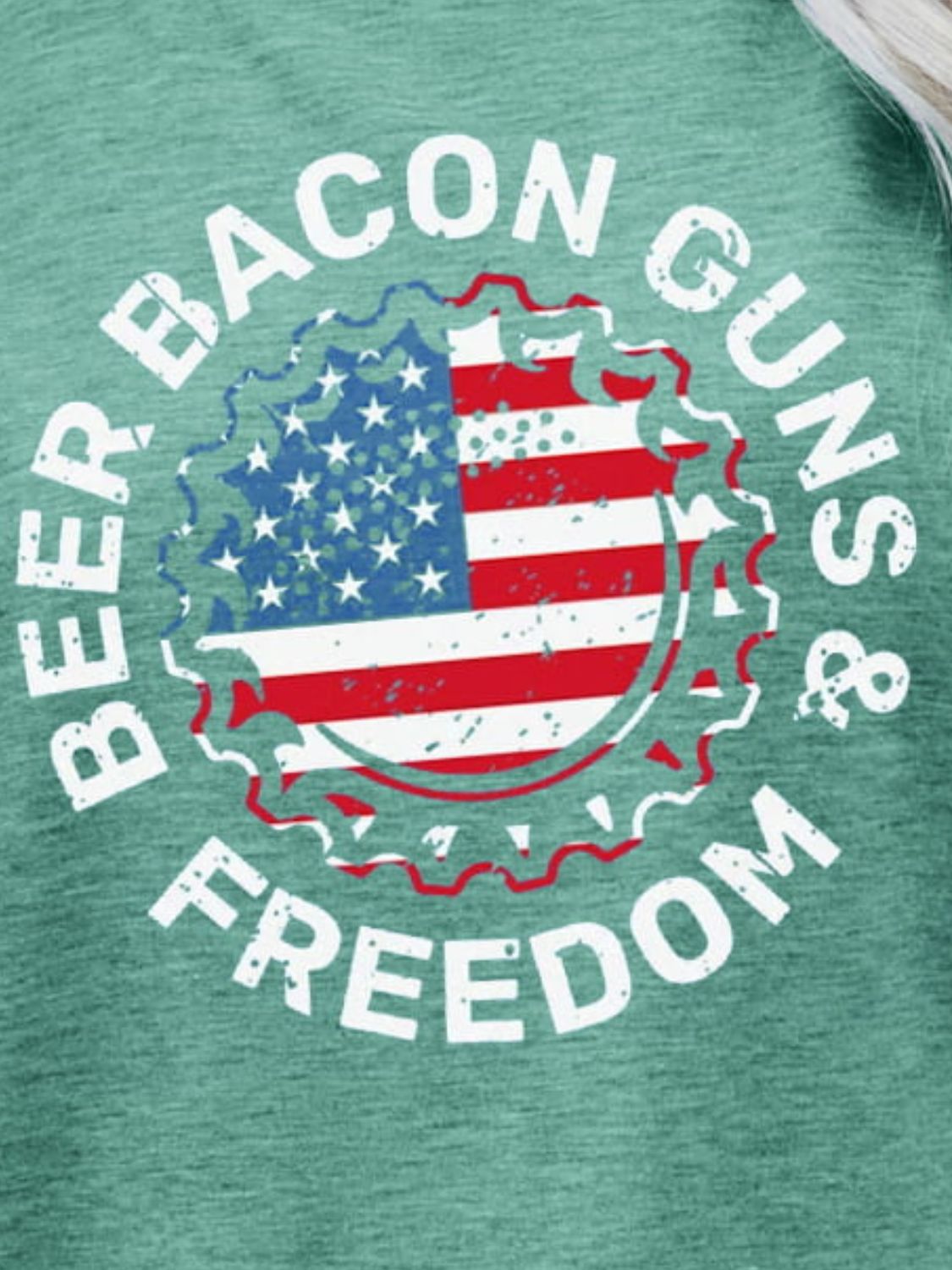 BEER BACON GUNS & FREEDOM US Flag Graphic Tee - Trendy AF