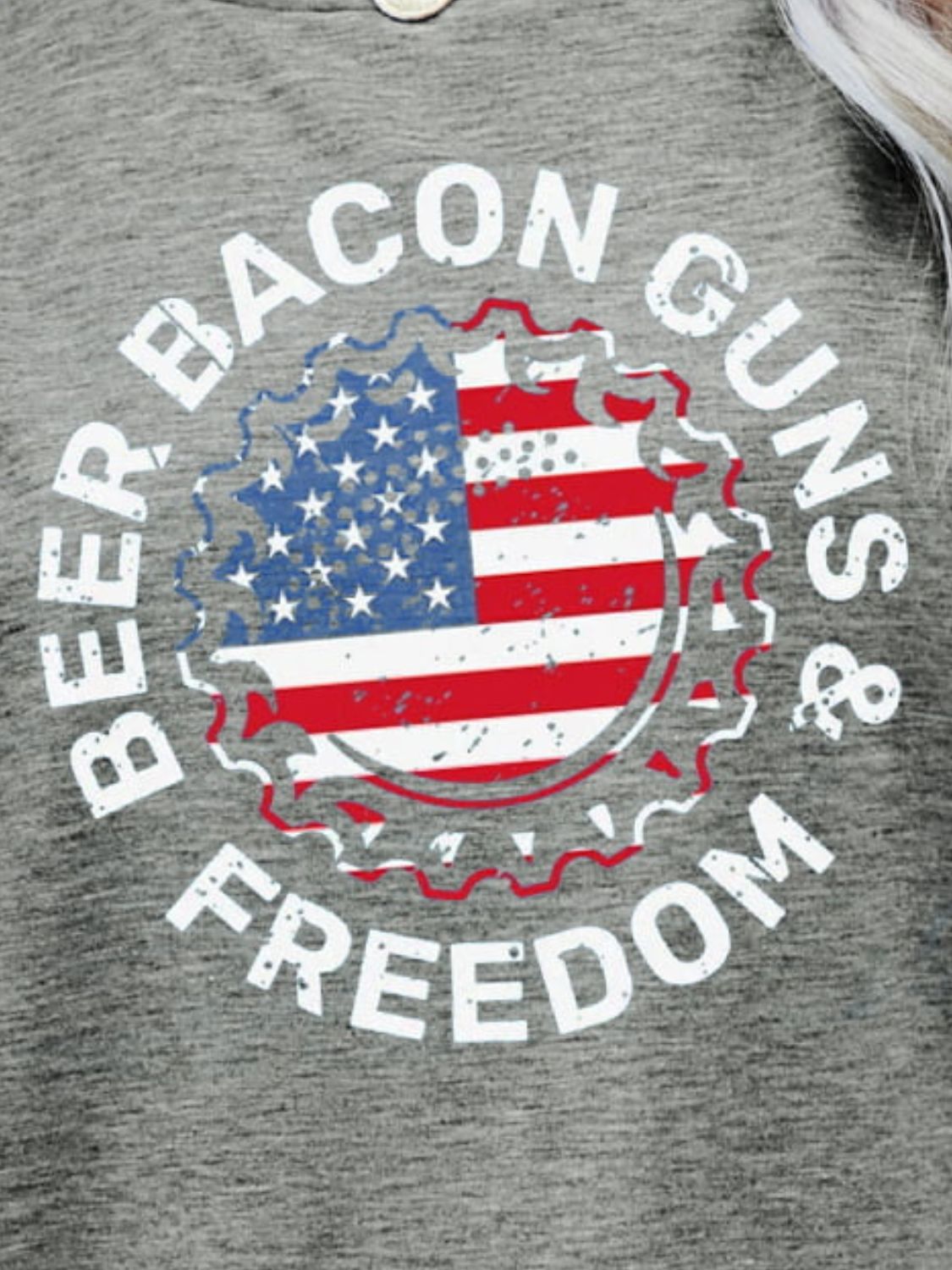 BEER BACON GUNS & FREEDOM US Flag Graphic Tee - Trendy AF