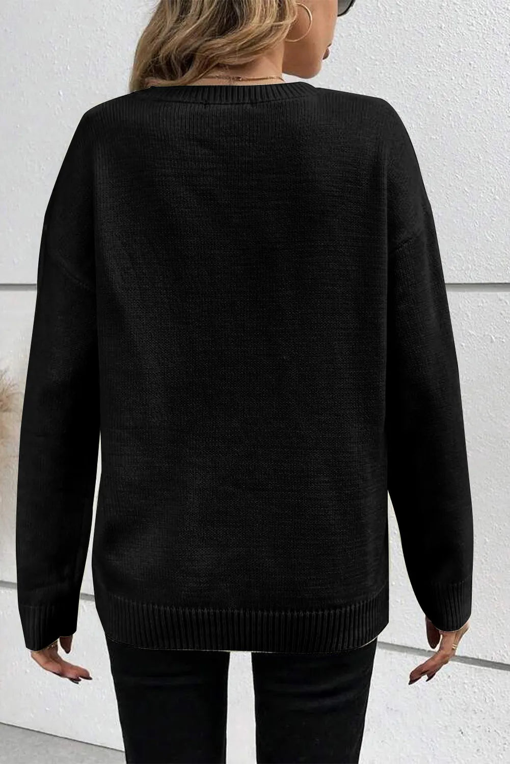 BOO Round Neck Long Sleeve Sweater - Trendy AF