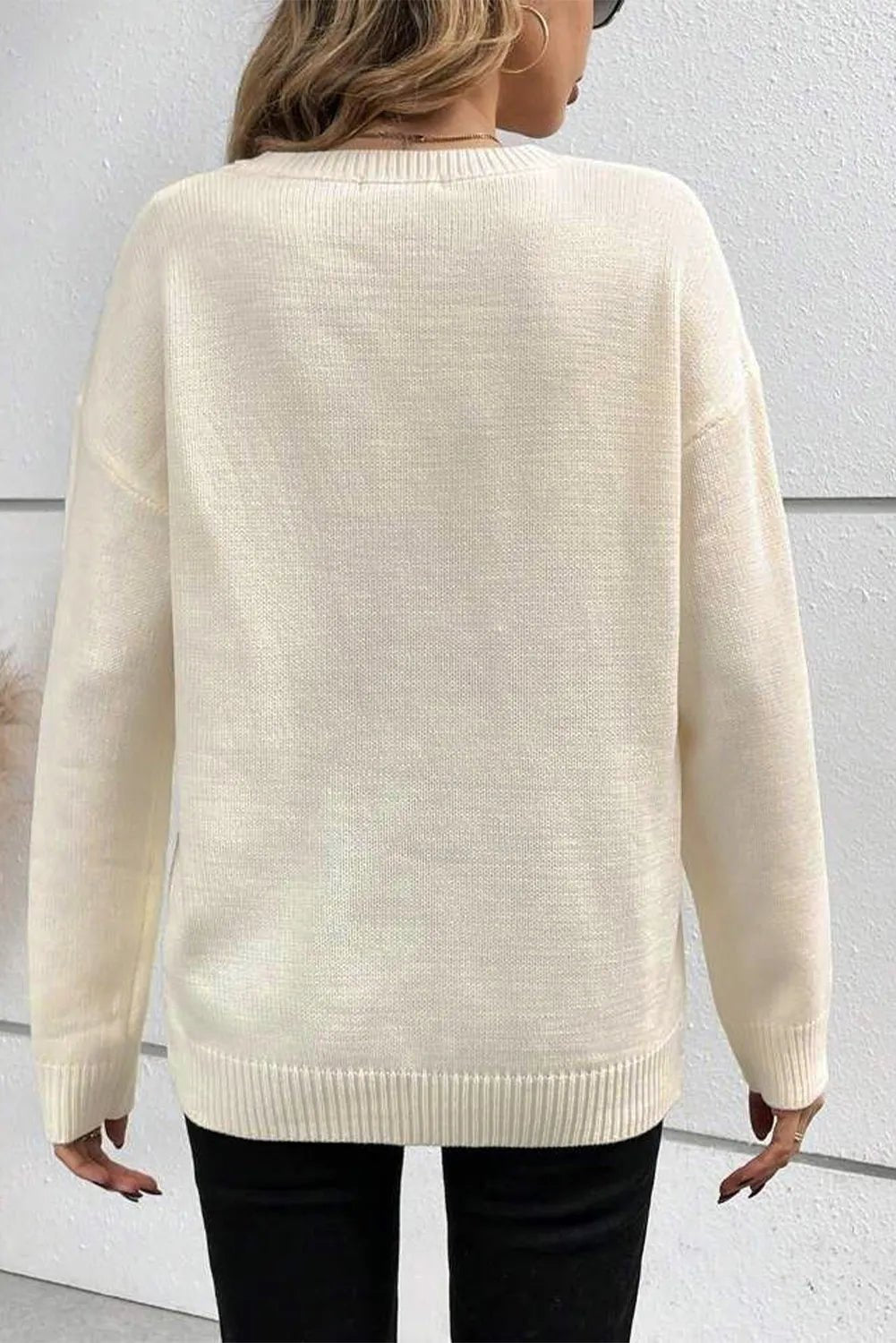 BOO Round Neck Long Sleeve Sweater - Trendy AF