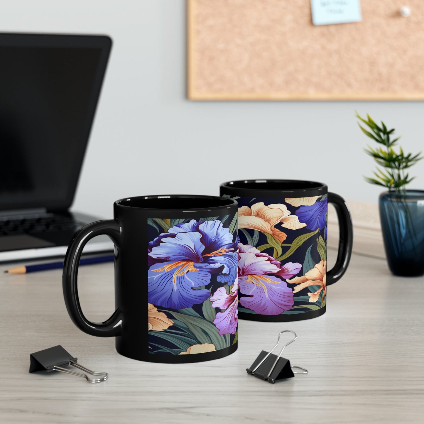 Floral Black Mug (11oz) - Trendy AF