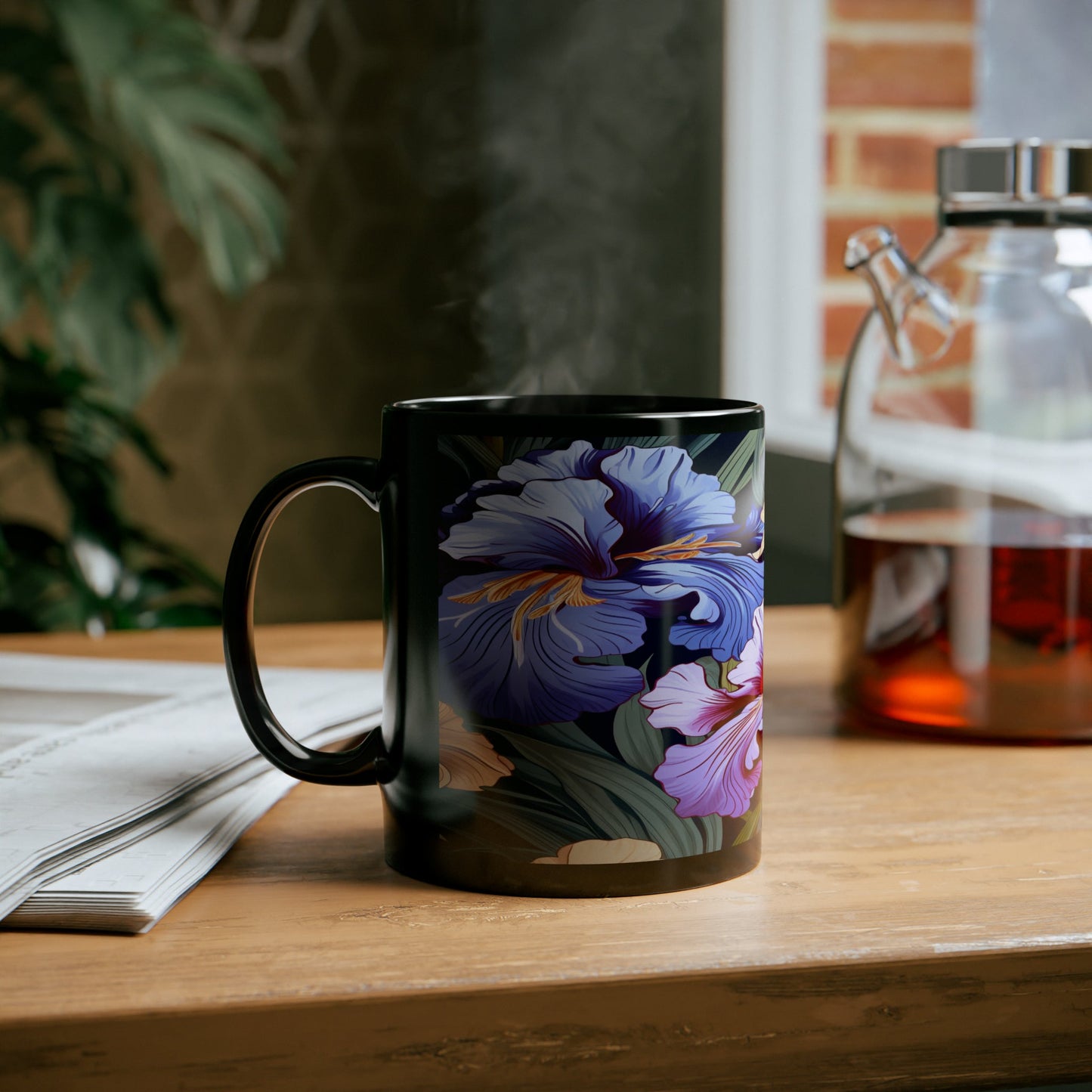 Floral Black Mug (11oz) - Trendy AF