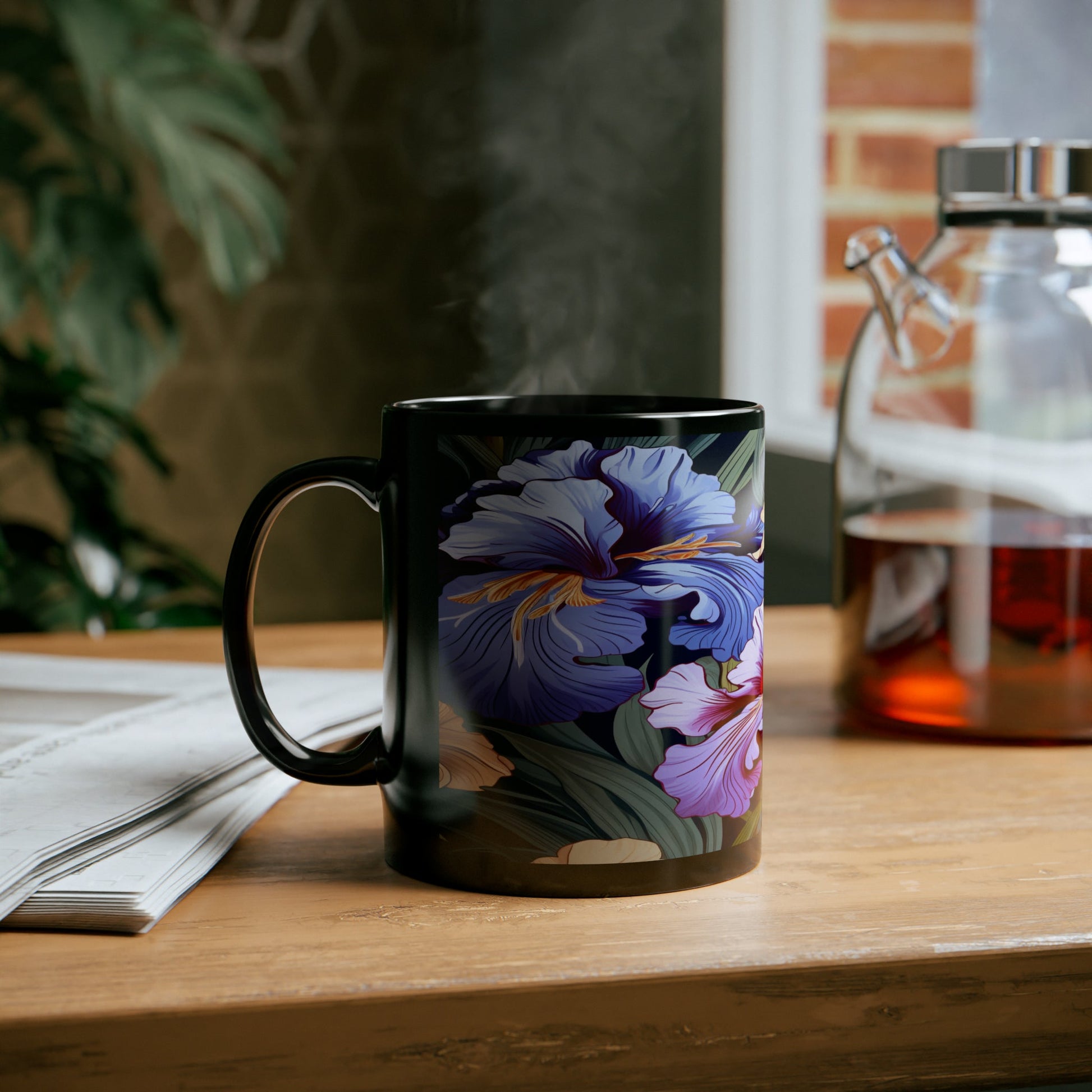 Floral Black Mug (11oz) - Trendy AF