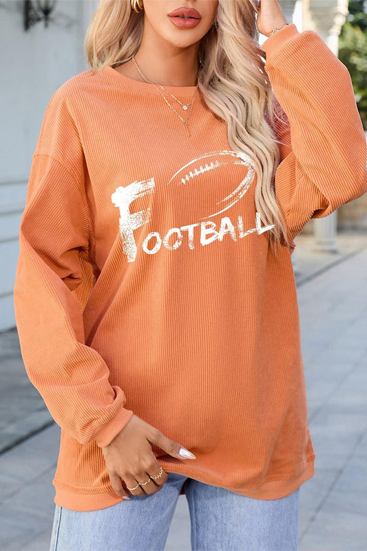 FOOTBALL Round Neck Long Sleeve Sweatshirt - Trendy AF