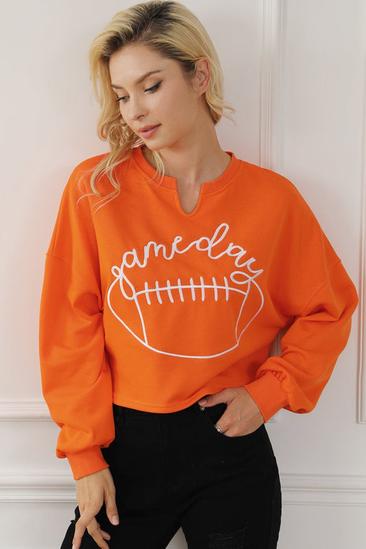 GAME DAY Football Graphic Notched Sweatshirt - Trendy AF