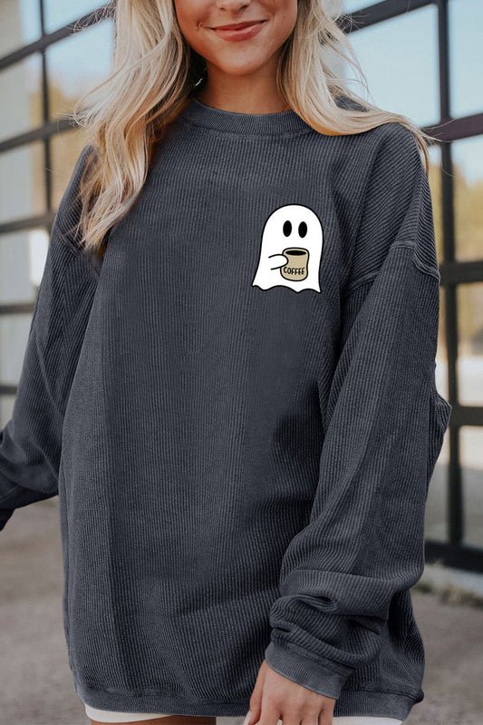 Ghost Graphic Drop Shoulder Sweatshirt - Trendy AF