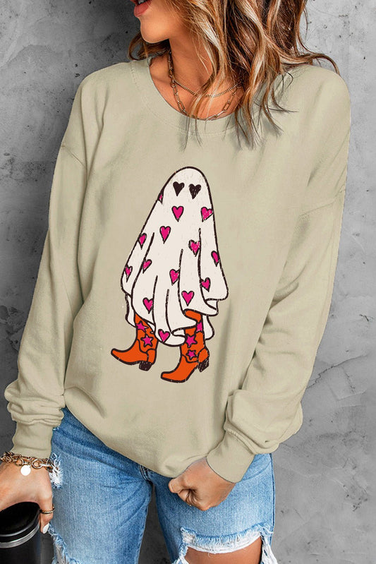 Ghost Graphic Dropped Shoulder Sweatshirt - Trendy AF