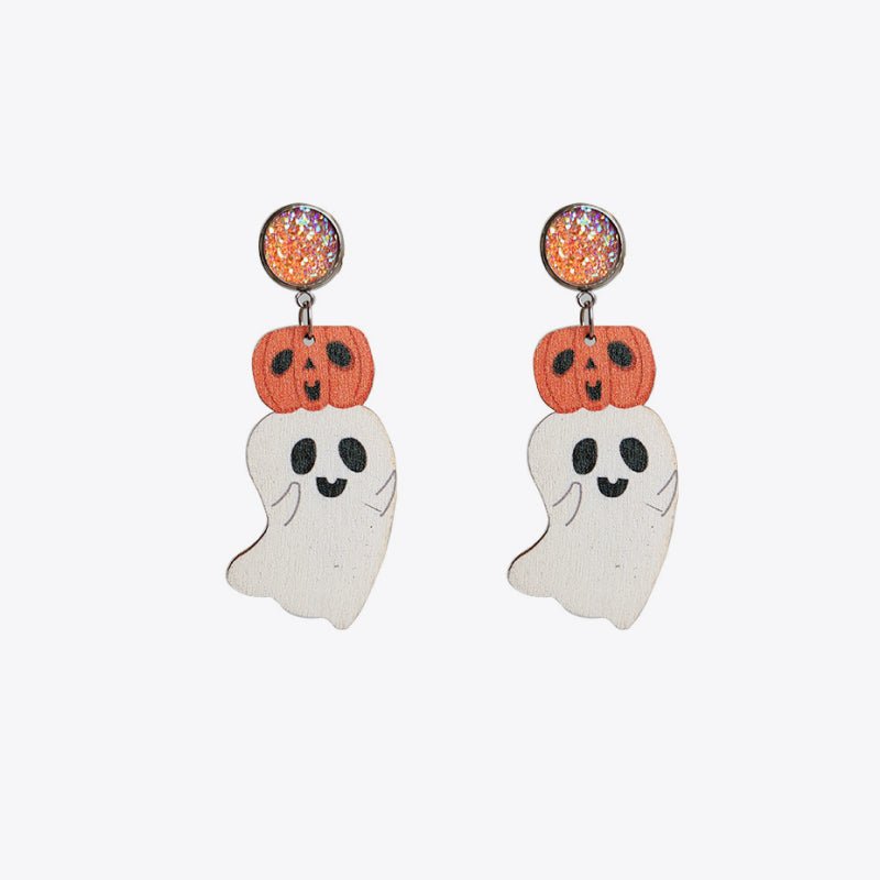 Ghost Shape Wooden Dangle Earrings - Trendy AF