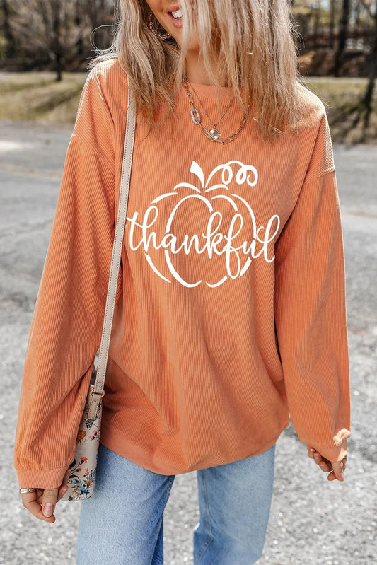 Graphic Round Neck Long Sleeve Sweatshirt - Trendy AF