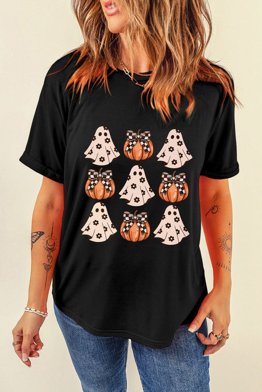 Halloween Graphic Round Neck Short Sleeve T-Shirt - Trendy AF