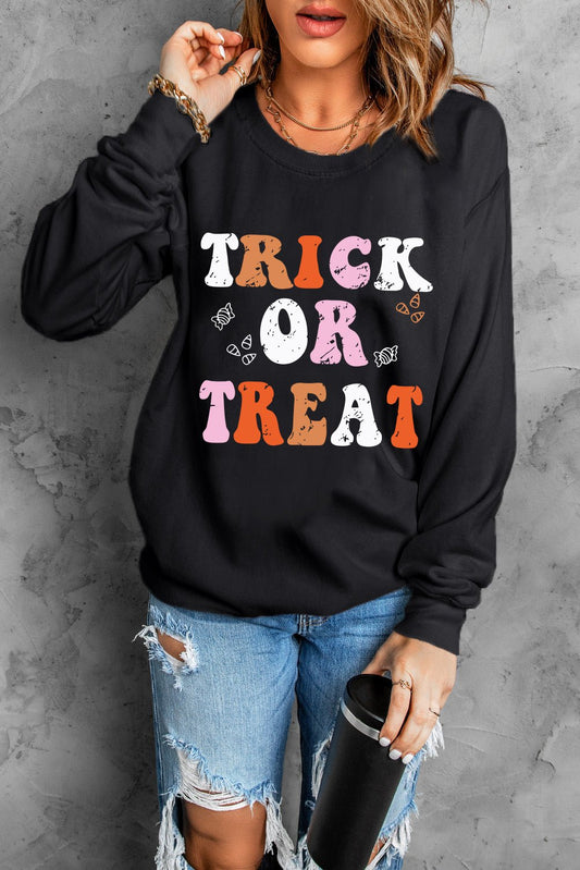 Letter Graphic Round Neck Long Sleeve Sweatshirt - Trendy AF