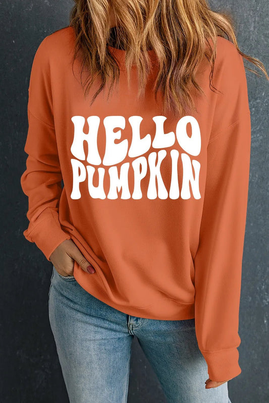 Letter Graphic Round Neck Long Sleeve Sweatshirt - Trendy AF