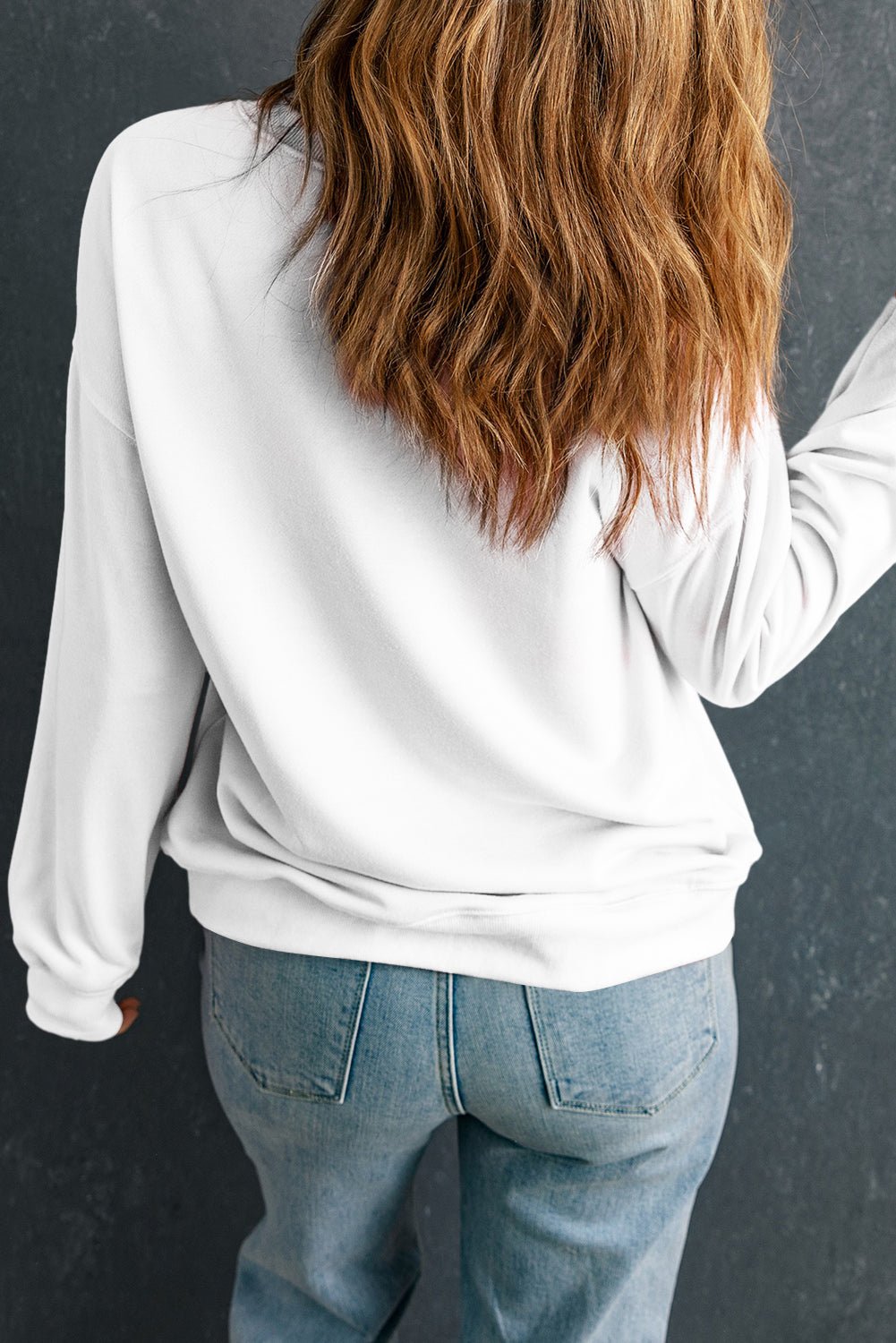 Letter Graphic Round Neck Long Sleeve Sweatshirt - Trendy AF