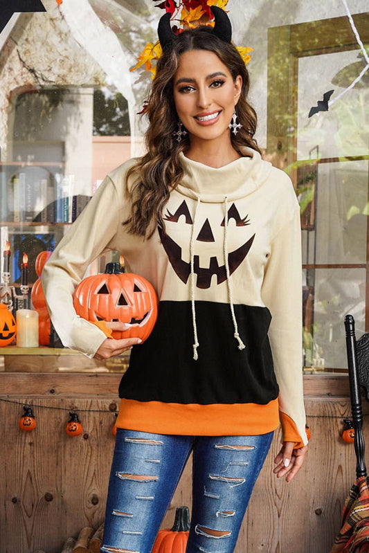 Long Sleeve Jack - O' - Lantern Graphic Sweatshirt - Trendy AF