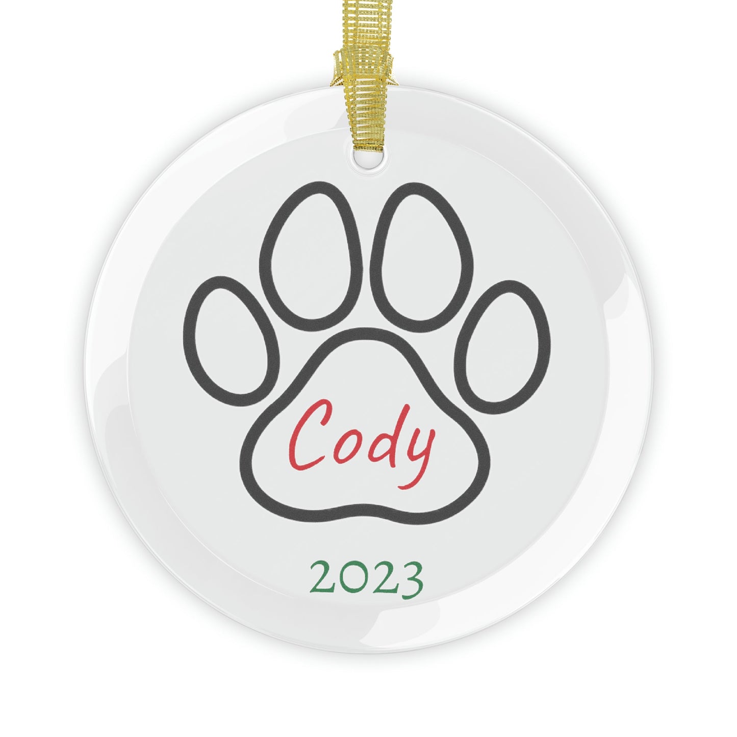 Personalized Paw Print Glass Ornament - Trendy AF