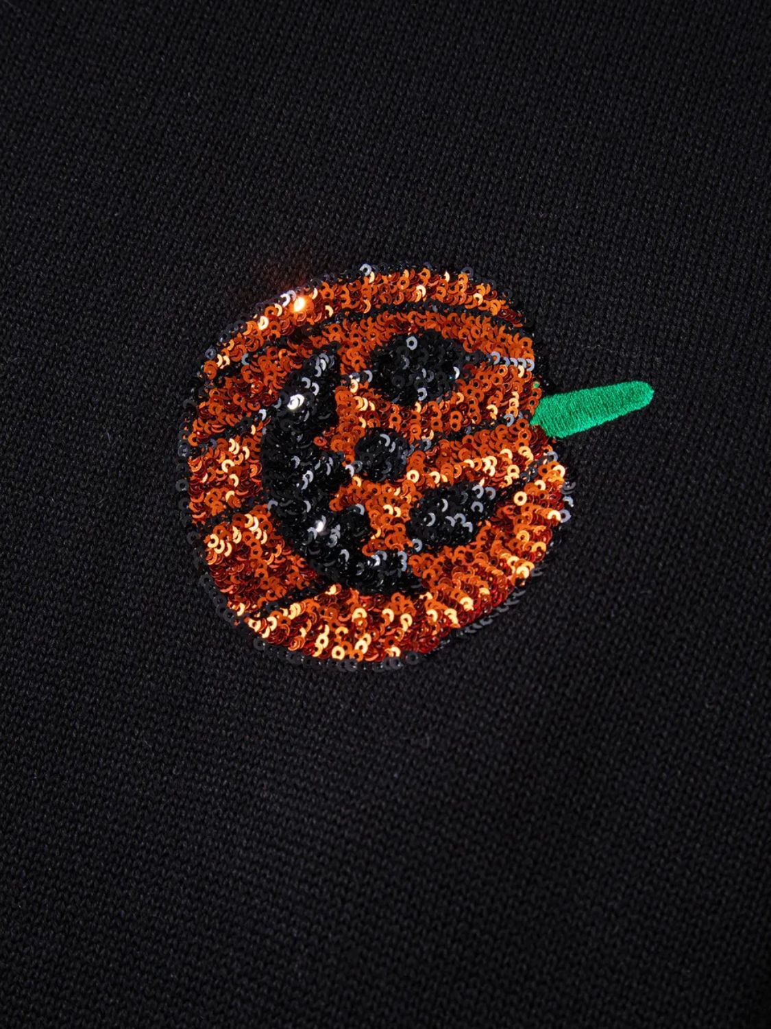 Plus Size Sequin Pumpkin Round Neck Sweater - Trendy AF