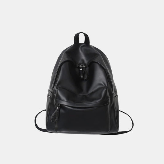 PU Leather Zip Backpack Bag - Trendy AF