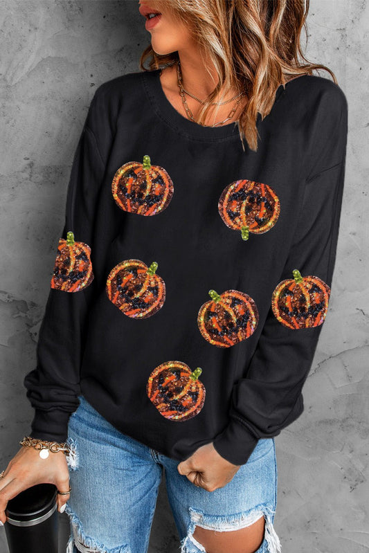 Pumpkin Dropped Shoulder Sweatshirt - Trendy AF