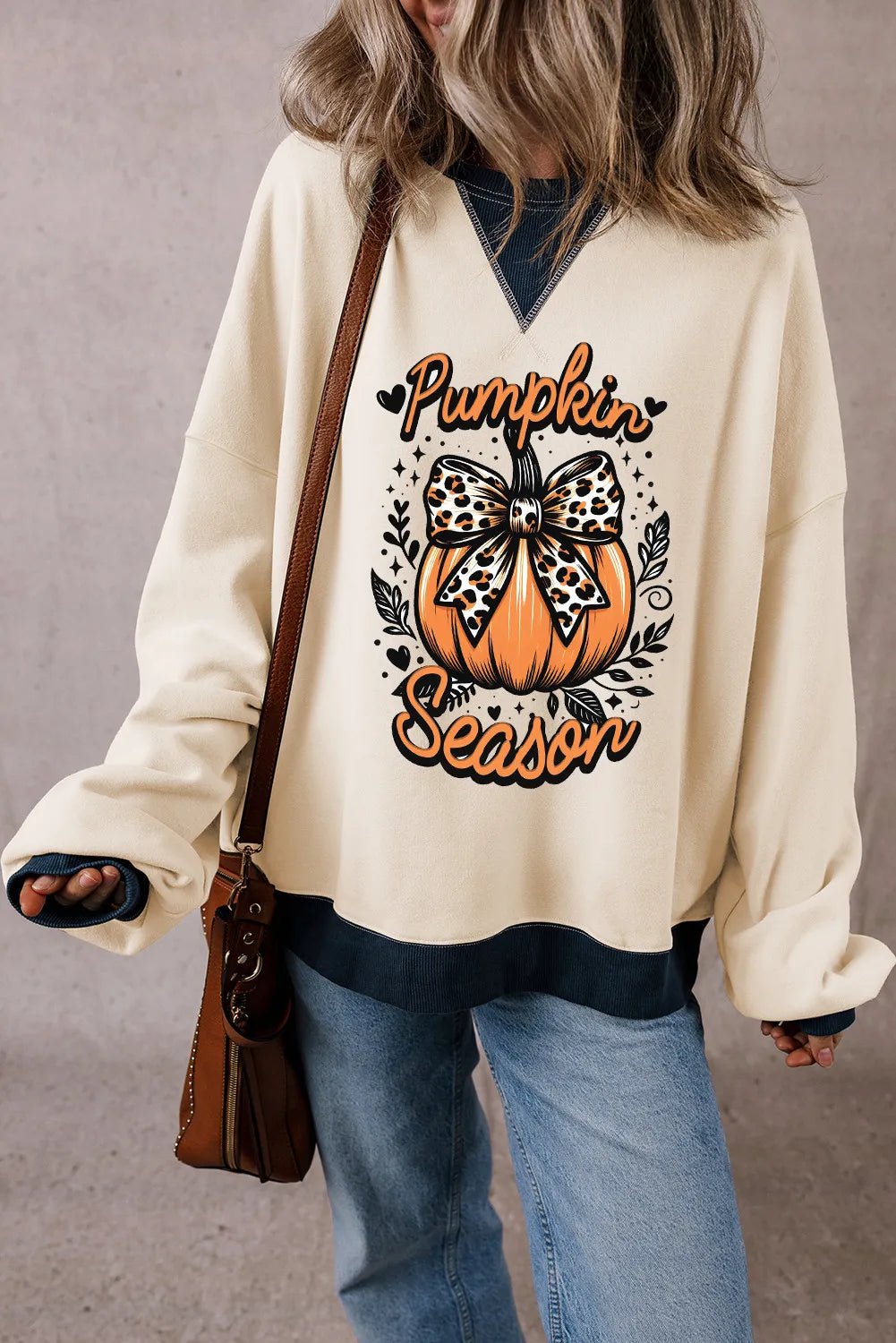 Pumpkin Graphic Long Sleeve Sweatshirt - Trendy AF