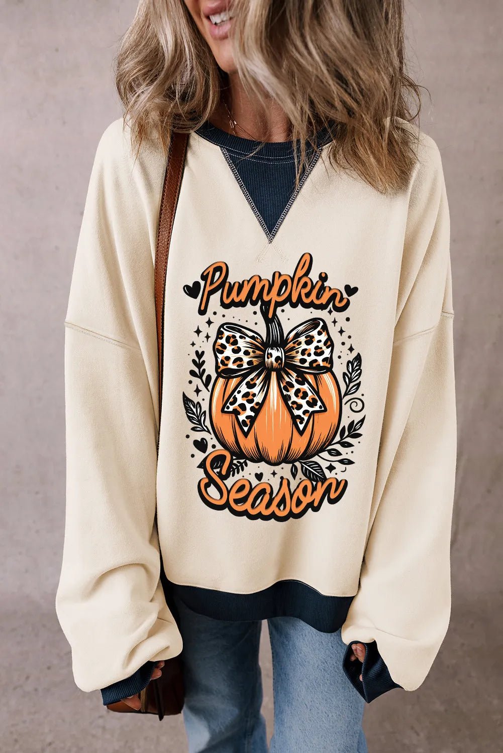 Pumpkin Graphic Long Sleeve Sweatshirt - Trendy AF