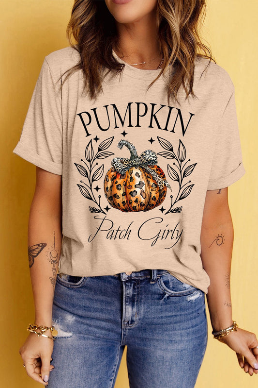 Pumpkin Graphic Round Neck Short Sleeve T-Shirt - Trendy AF