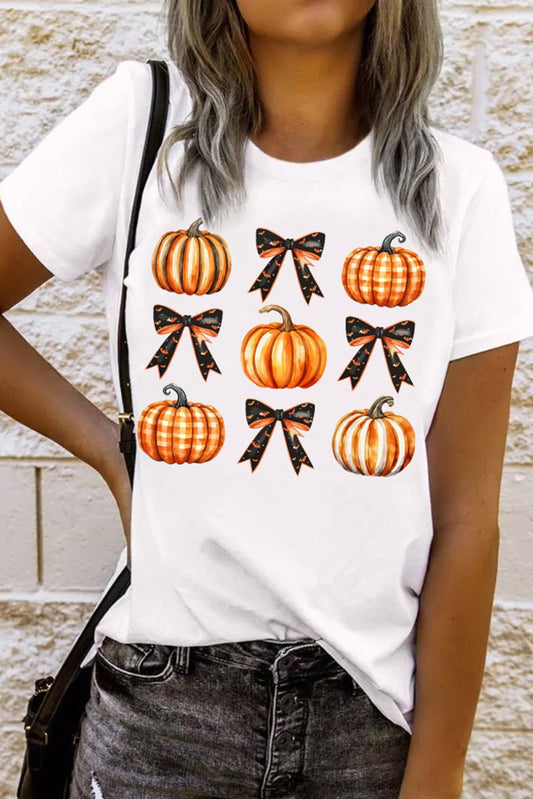 Pumpkin Round Neck Short Sleeve T-Shirt - Trendy AF