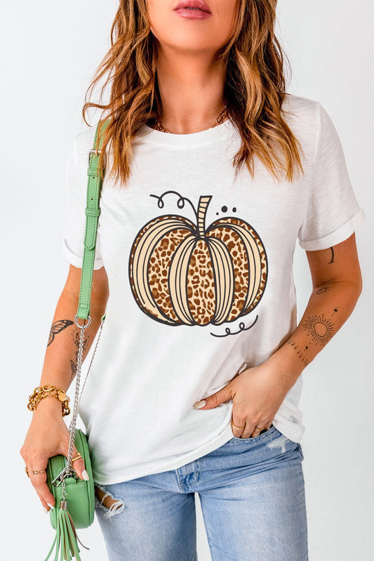 Pumpkin Round Neck Short Sleeve T-Shirt - Trendy AF