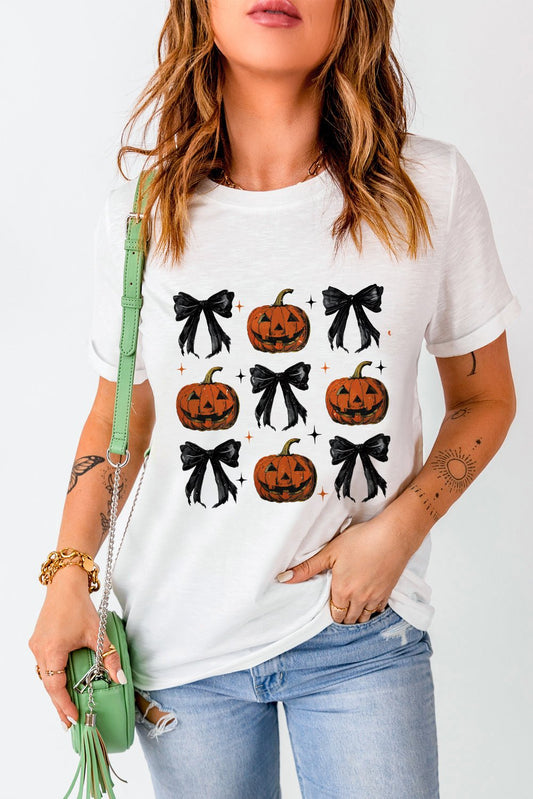 Pumpkin Round Neck Short Sleeve T-Shirt - Trendy AF