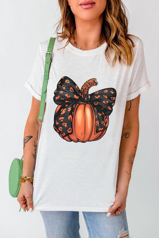 Pumpkin Round Neck Short Sleeve T-Shirt - Trendy AF