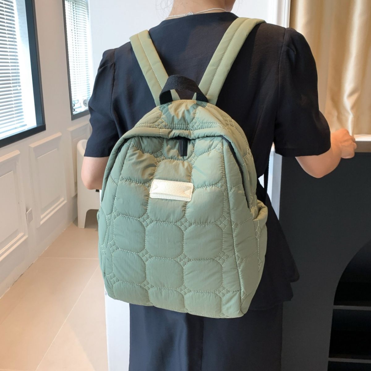 Quilted Polyester Backpack Bag - Trendy AF