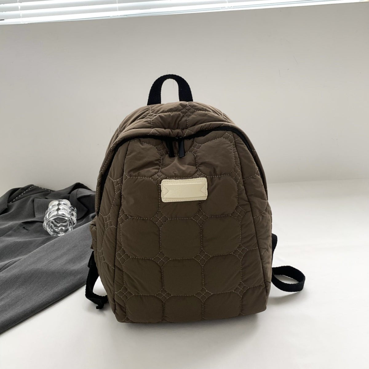 Quilted Polyester Backpack Bag - Trendy AF