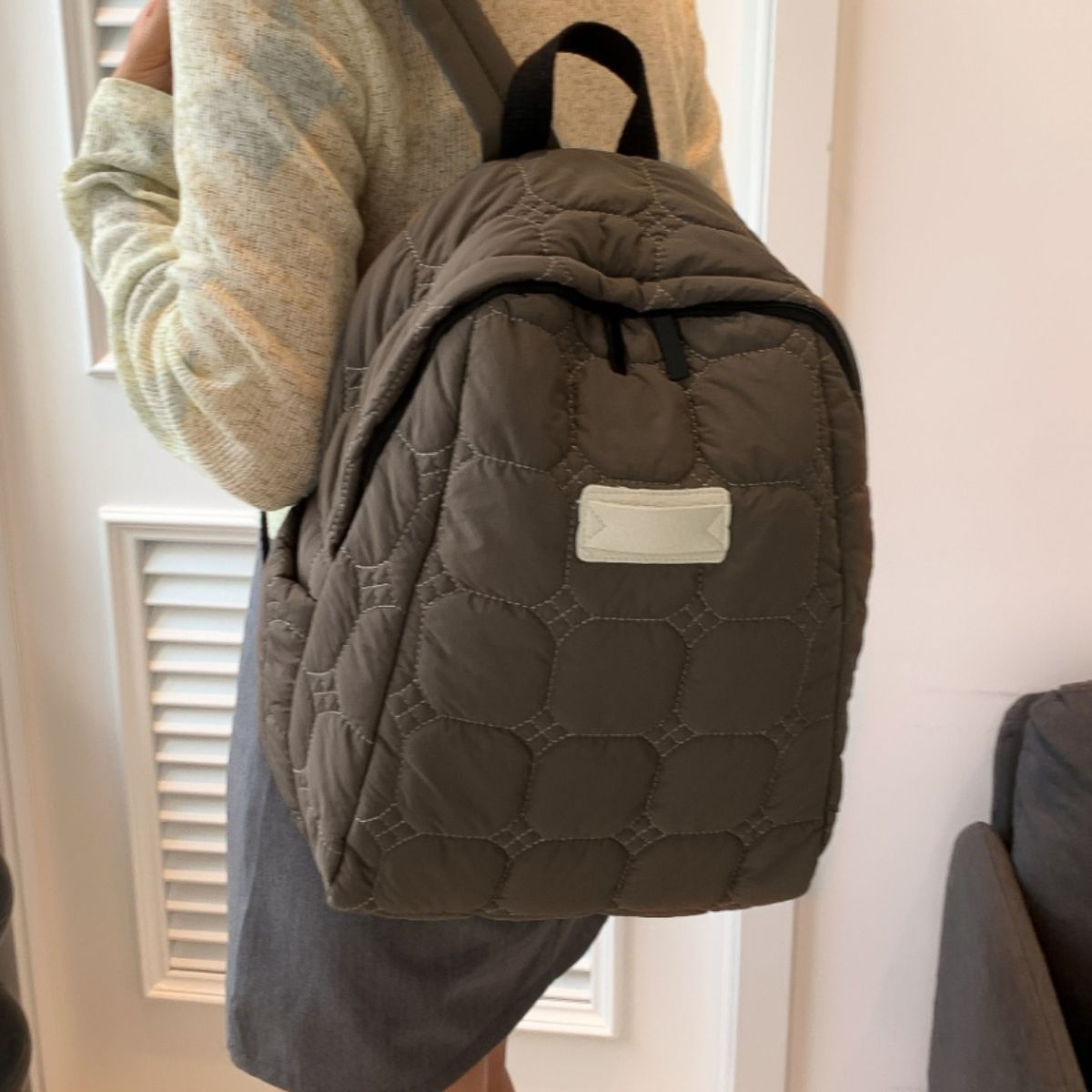 Quilted Polyester Backpack Bag - Trendy AF