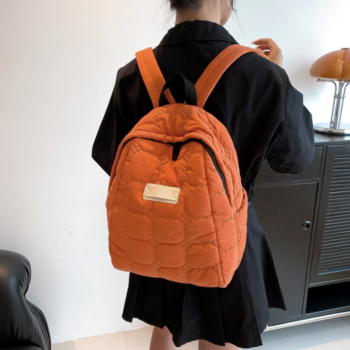 Quilted Polyester Backpack Bag - Trendy AF