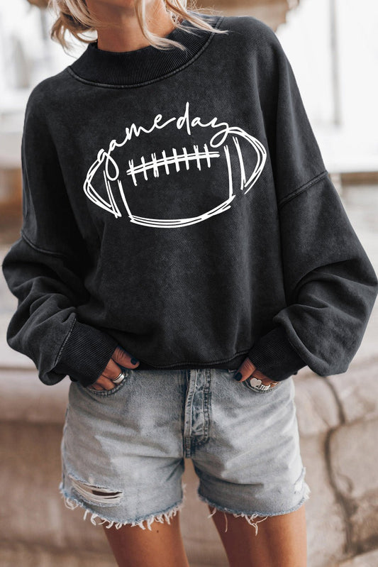 Round Neck Long Sleeve FOOTBALL Graphic Sweatshirt - Trendy AF