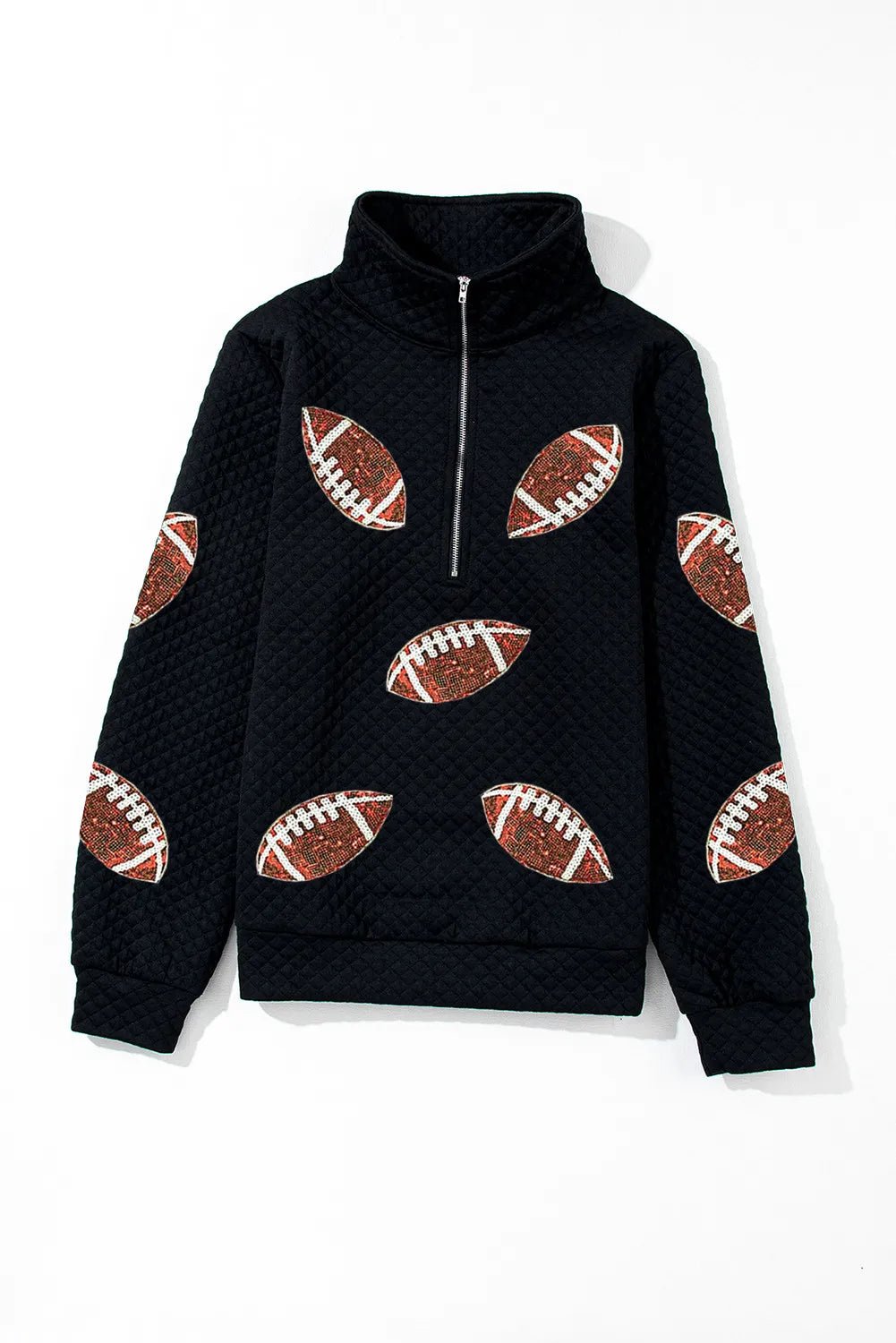 Sequin Football Long Sleeve Sweatshirt - Trendy AF