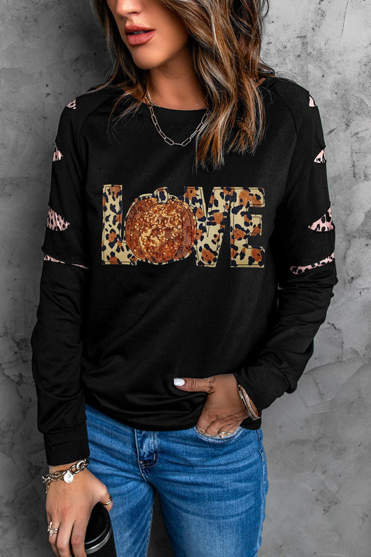 Sequin Leopard Long Sleeve Sweatshirt - Trendy AF