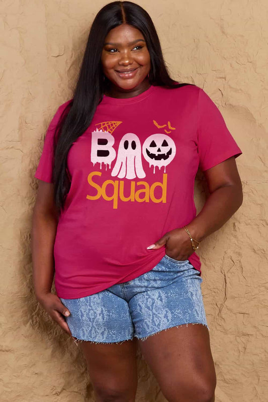 Simply Love Full Size BOO SQUAD Graphic Cotton T-Shirt - Trendy AF