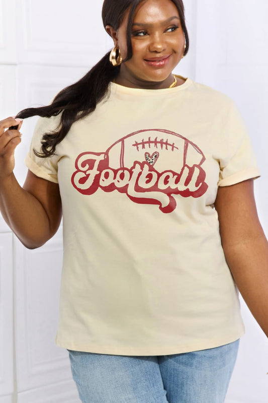 Simply Love Full Size FOOTBALL Graphic Cotton Tee - Trendy AF