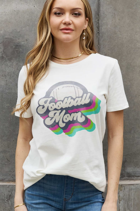 Simply Love Full Size FOOTBALL MOM Graphic Cotton Tee - Trendy AF