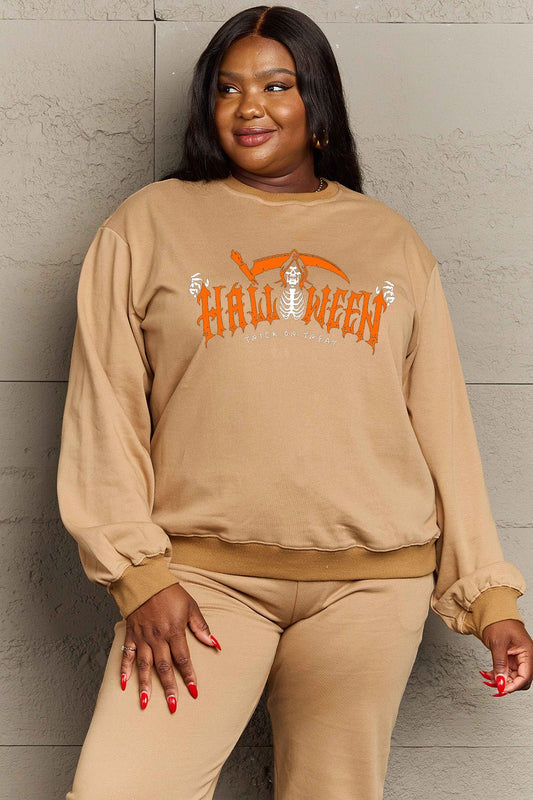 Simply Love Full Size HALLOWEEN TRICK OR TREAT Graphic Sweatshirt - Trendy AF