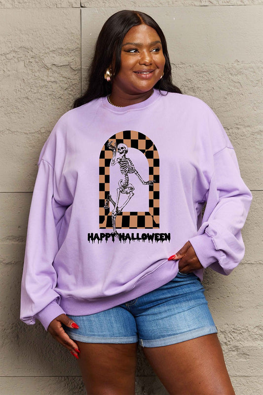 Simply Love Full Size HAPPY HALLOWEEN Graphic Sweatshirt - Trendy AF