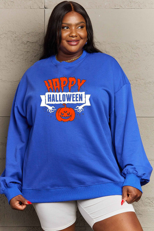 Simply Love Full Size HAPPY HALLOWEEN Graphic Sweatshirt - Trendy AF