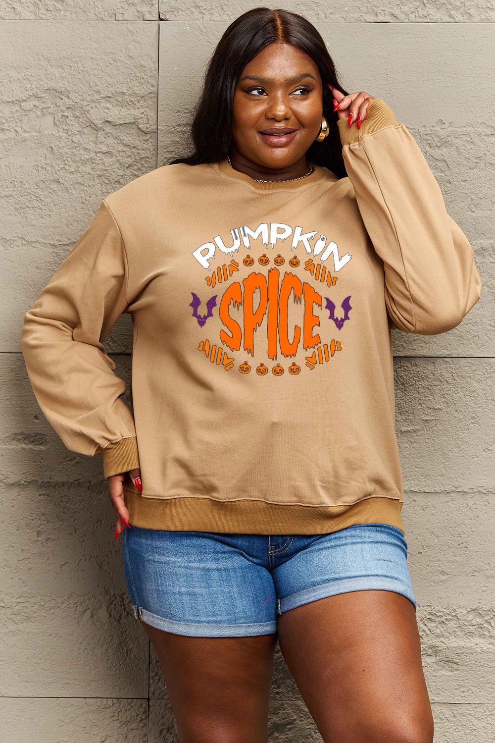 Simply Love Full Size PUMPKIN SPICE Graphic Sweatshirt - Trendy AF