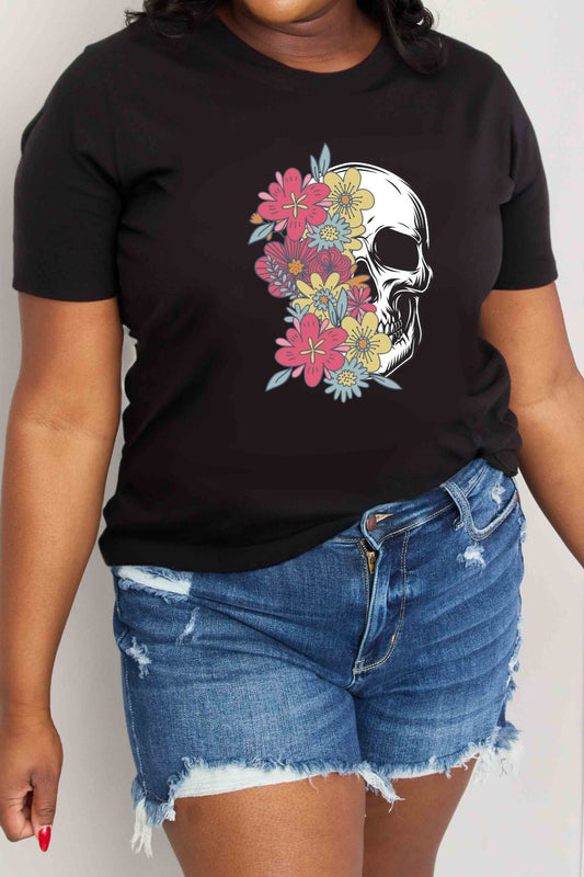 Simply Love Full Size Skull Graphic Cotton T-Shirt - Trendy AF